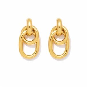 New! 18k Gold Plated Gold Hooked Chain Drop Earrings